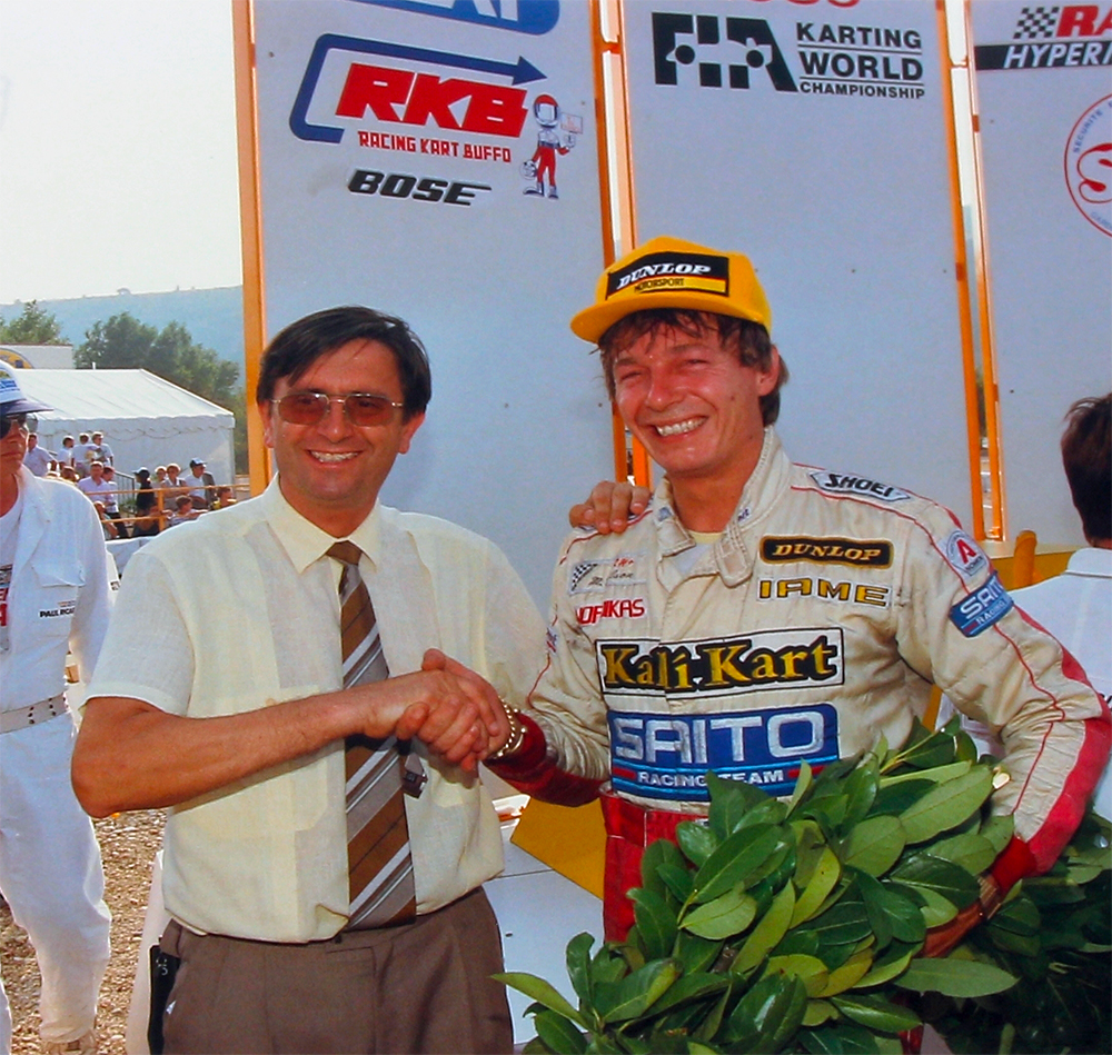 Mike Wilson remporte son sixième titre mondial de karting à Valence en 1989
