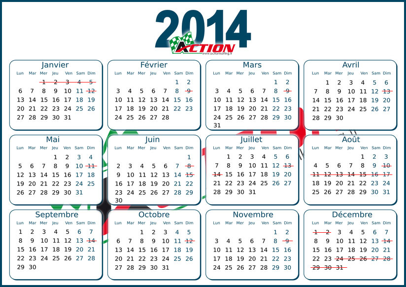 Calendrier 2014 Action Karting